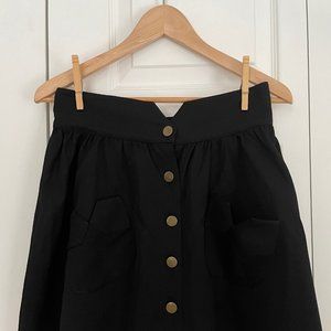 In God We Trust Black Wool Button Mini Skirt